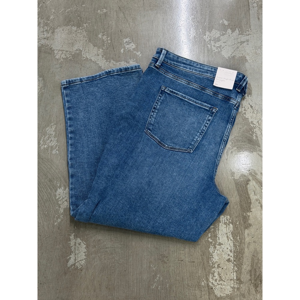 Lauren Conrad Straight Jeans Women 22W Blue NWT Super High Rise Stretch